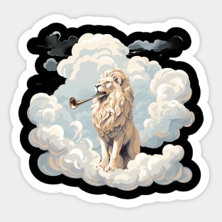 Lion With A Trumpet In the Clouds Sticker